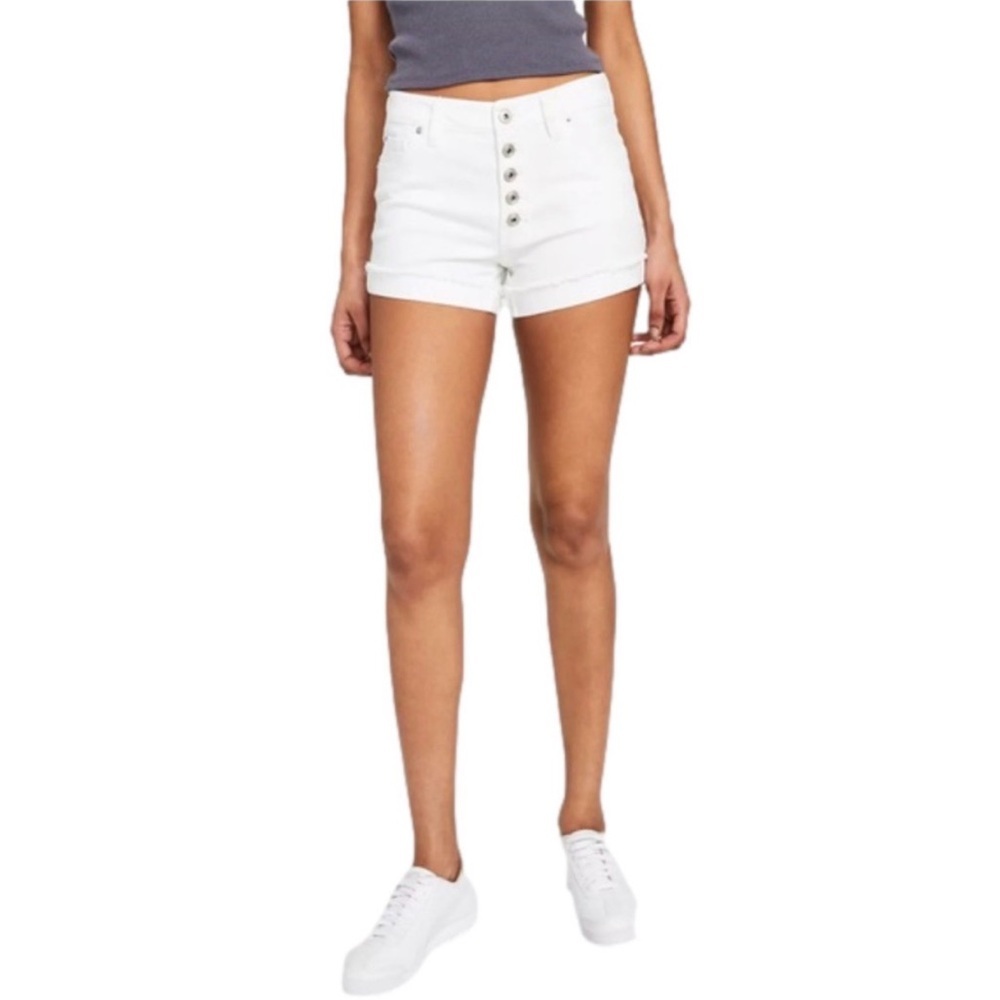 Garage High‎ Waisted White Denim Shorts Button Fly Stretch Summer Casual 9